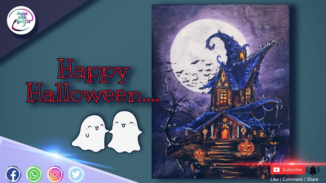 Halloween painting tutorial for beginners step by step || Acrylic ...