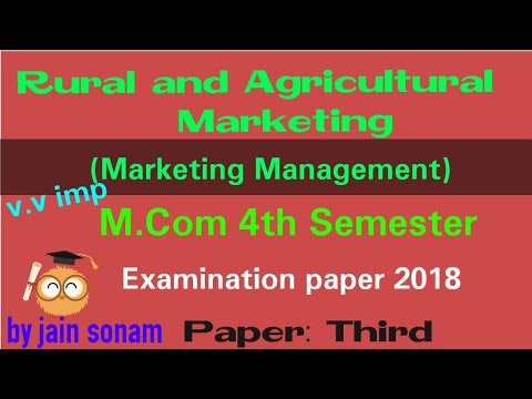 Rural and Agricultural Marketing || M.Com 4th semester|| Examination paper 2018||