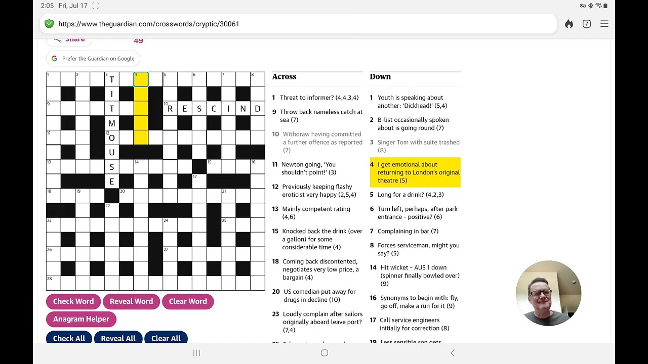 Guardian Cryptic Crossword (Friday, 17 July 2026) by Vlad