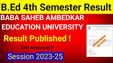 BSAEU Bed 4th Semester Result 2025, Bed 4th Semester Result, BSAEU bed result 2025