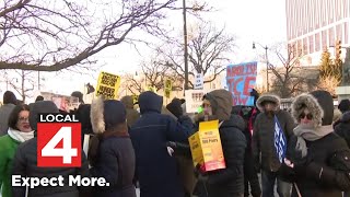 Protesters rally in downtown Detroit against immigration crackdown