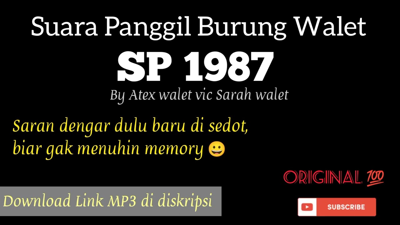 Suara burung walet legendaris SP 1987 original