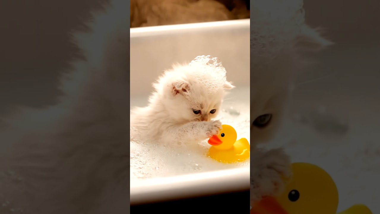 Relaxing spa day for the little prince! 🛁🫧 cat videos 😺🐈