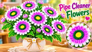 🌸 DIY Pipe Cleaner Flowers 💜 Easy White & Purple Daisy Flower Tutorial