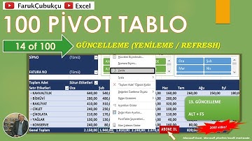 Excel Pivot Tablo - 14 of 100 - Güncelleme / Yenileme / Refresh