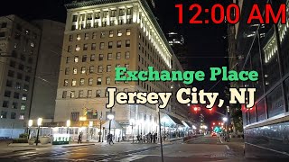 Midnight walk around Exchange Place in Jersey City New Jersey USA