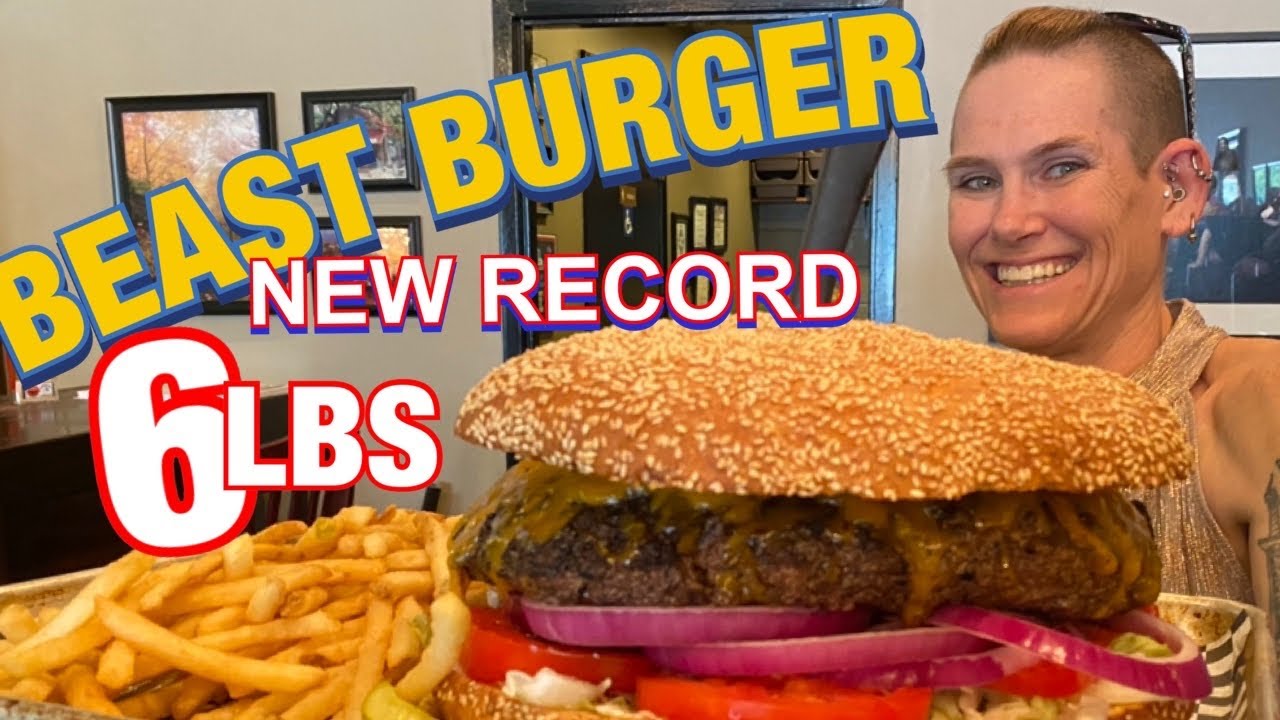 BRETT’S 6 LB BEAST BURGER CHALLENGE | NEW RECORD 💥❤️🍔 | WOMAN VS FOOD