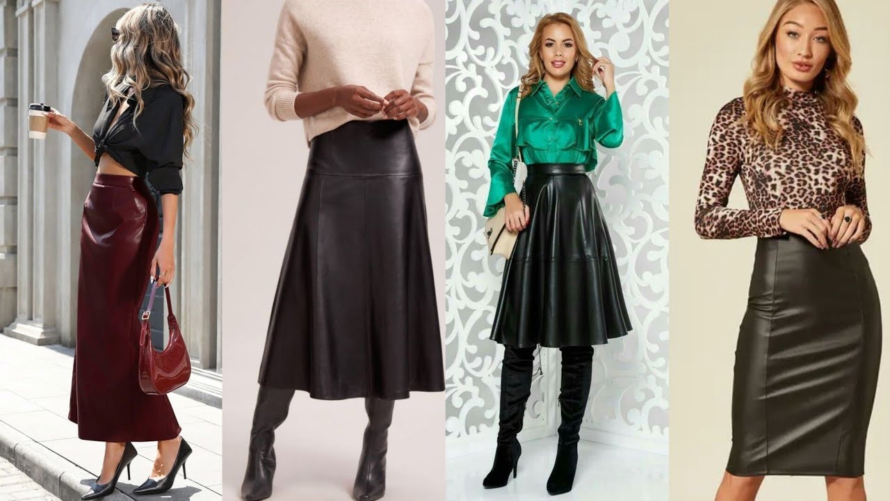 Cocoa Frame: High-Waisted Leather Skirt with Panel Stitching and Structured Flow