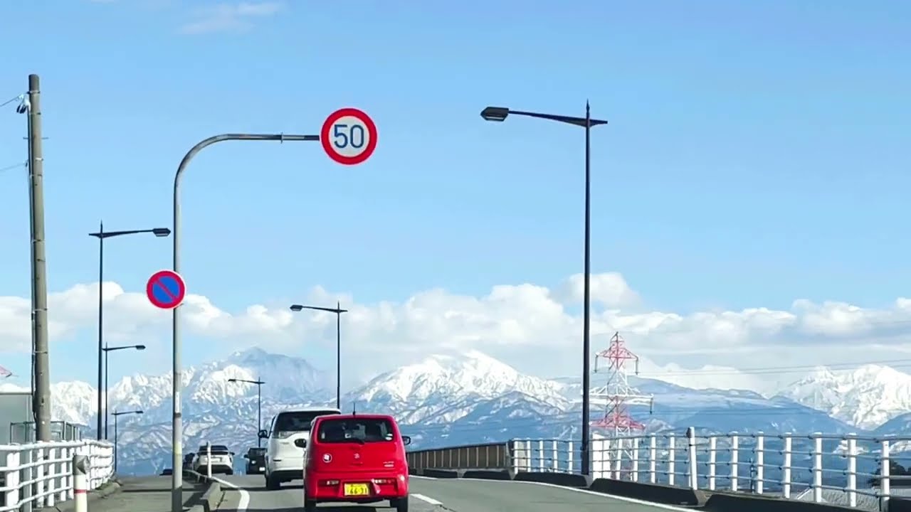 Snowy Mt. Tateyama View | Winter Drive in Fuchu, Toyama