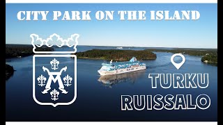 Cinematic drone. Ruissalo City Park on the island. Music clip.