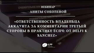 Вебинар А. Соболевой «Ответственность владельца аккаунта за комментарии третьей стороны»