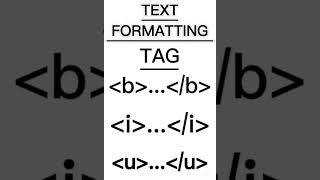 TEXT FORMATTING | B | I | U | tag and element | HTML #html