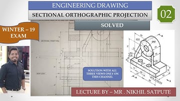 Engineering Drawing | Sectional Orthographic Projection Problem 2 | Learn with Nikhil