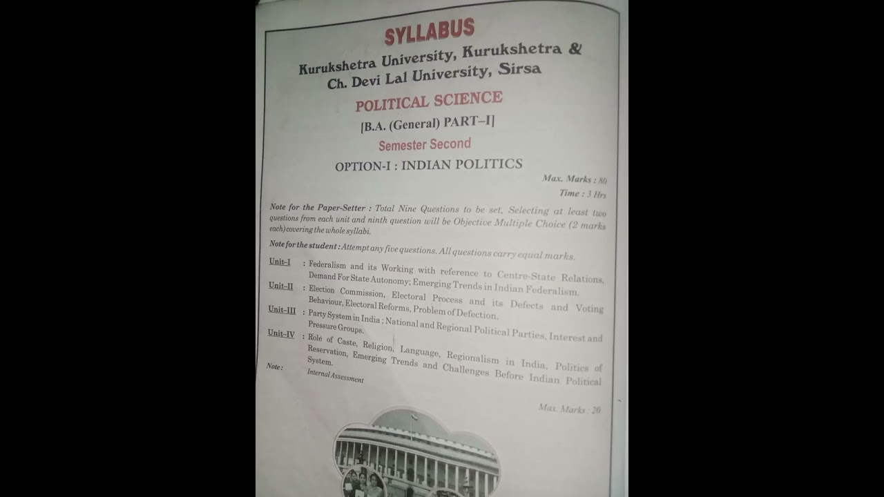 political science 2nd sem b.a syllabus MDU University kuk University and other