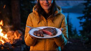 Solo Camping Crater Lake Oregon | Campfire Steak & Rain | ASMR 🔥🌧️ No Talking
