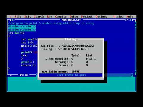 27_2_print 5 numbers array while loop turbo c