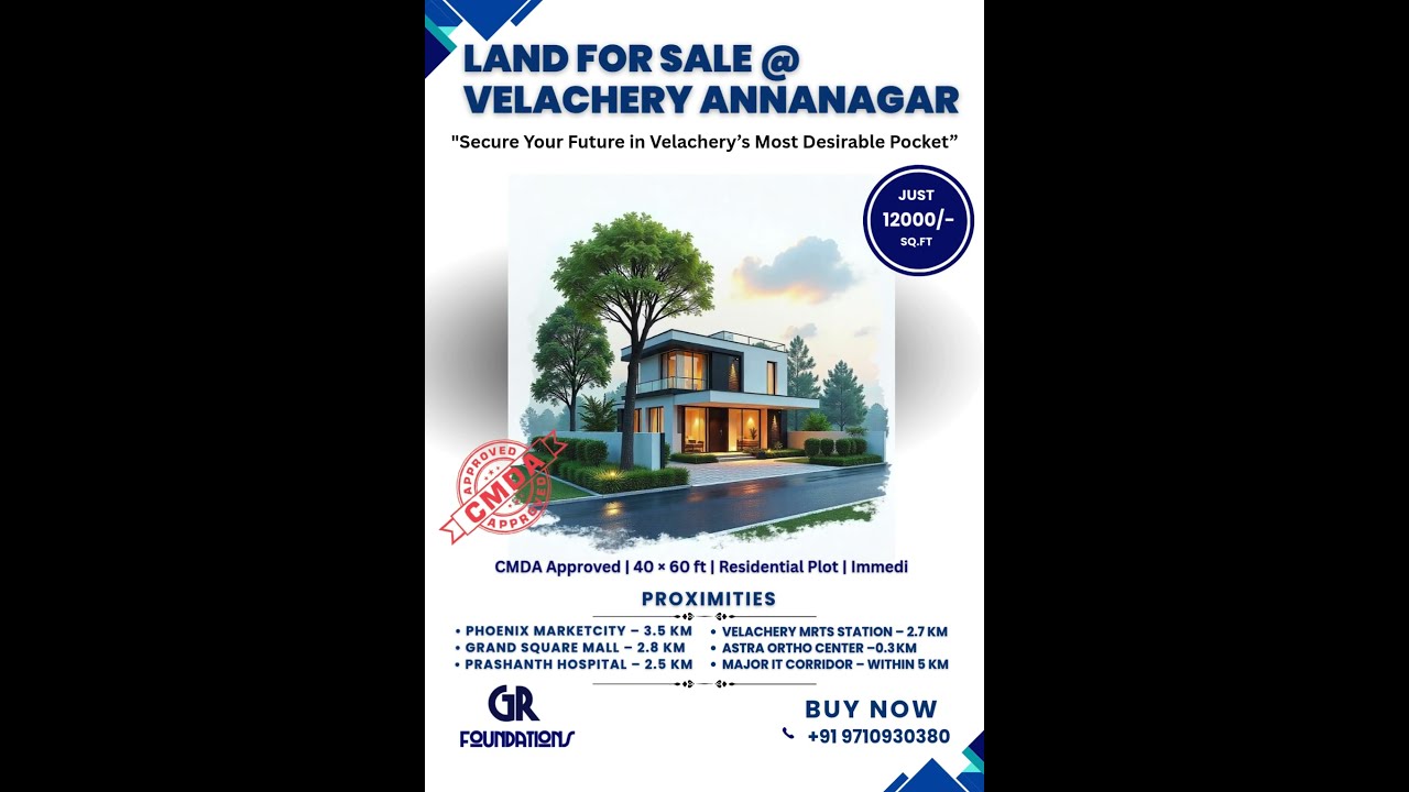 CMDA Approved Plot for Sale in Velachery – Prime Location! 