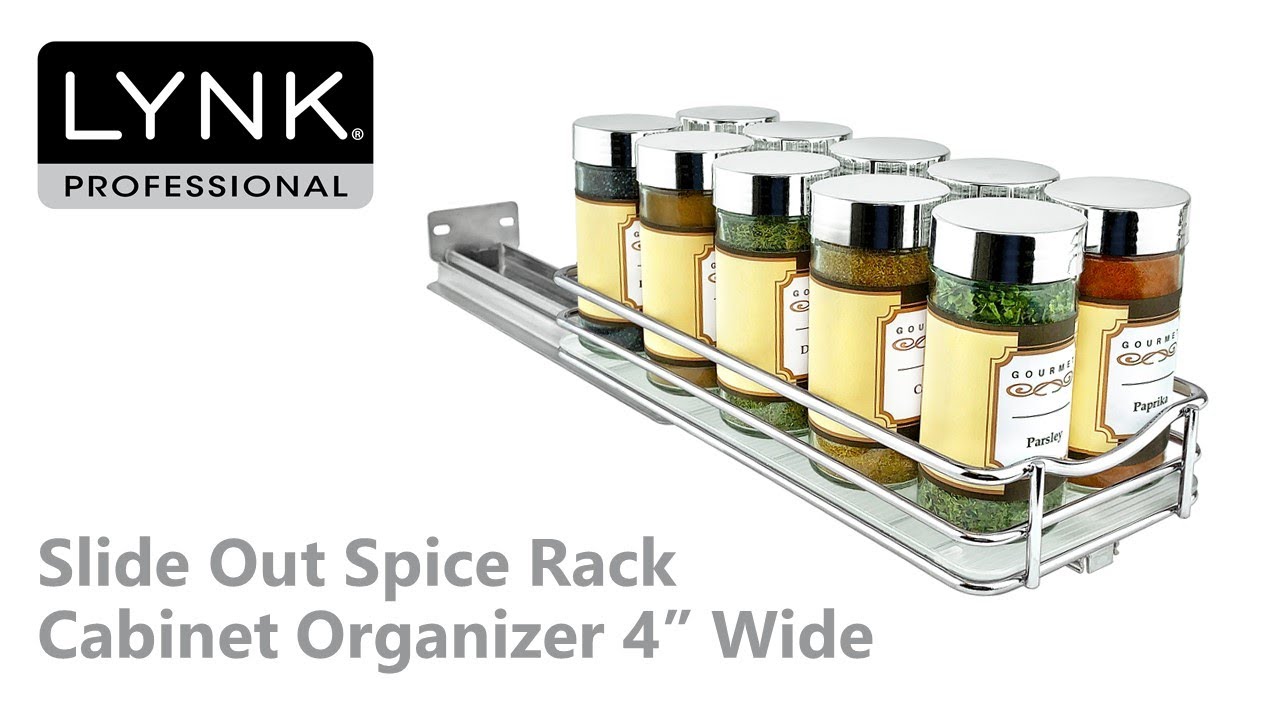 Lynk Professional Slide Out Double Spice Rack Upper Cabinet Organizer - 4 Wide