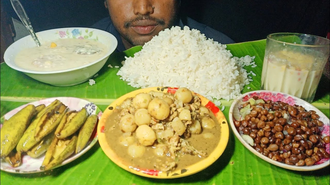 White Rice 🌾 Parwal Fry || Aloo Egg Bhujia Curry || Chola || Sweet ...