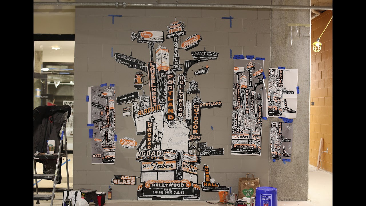 Portland Marquee Totem Mural TimeLapse Cadence Apartments Portland