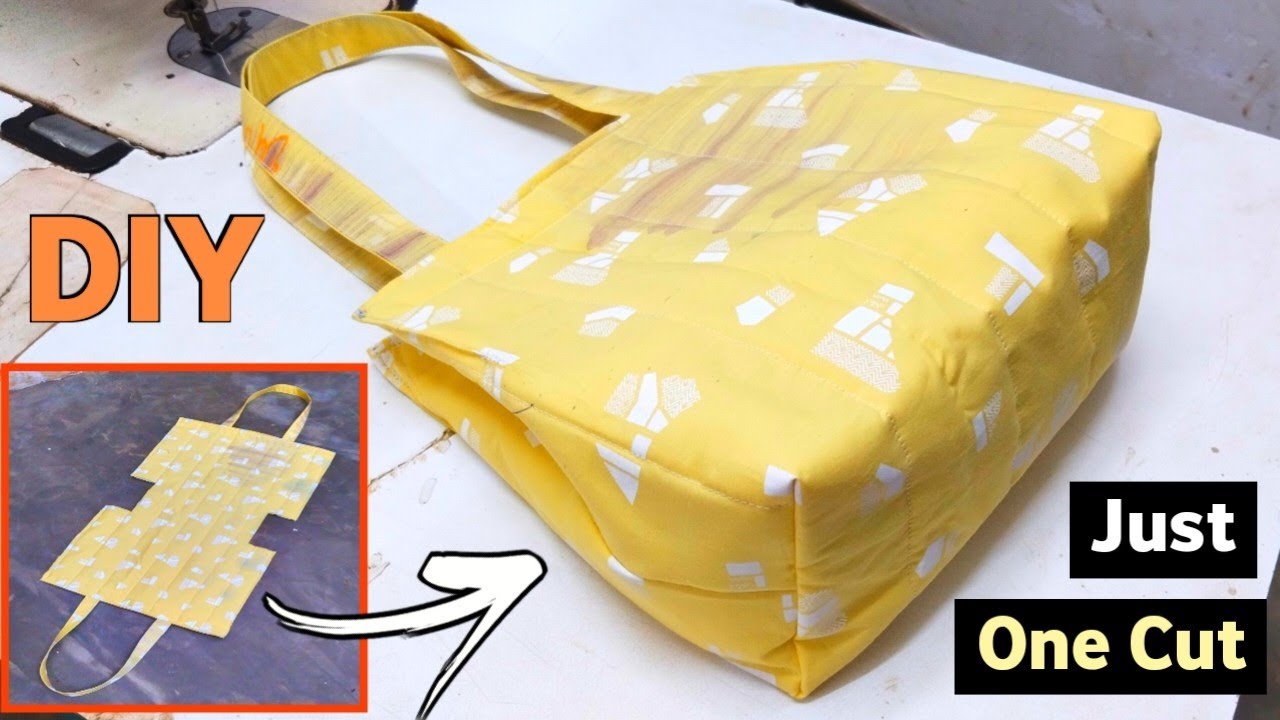 सिंगल एक कट लगाओ और बैग तैयार | Handbag making at home | Bag cutting and stitching/ lunch bag/ purse