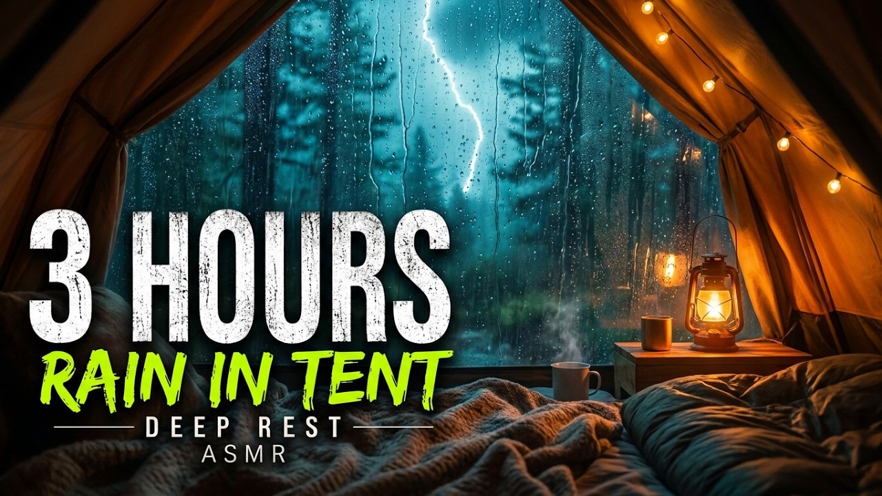 🏕️ Rain on Tent | 3 Hours Relaxing Rain Sounds for Sleep & Study