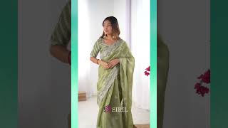 Siril Womens Tissue Silk Sequin Embroidery Saree Elegant Party Wear Saree With Blouse Piece