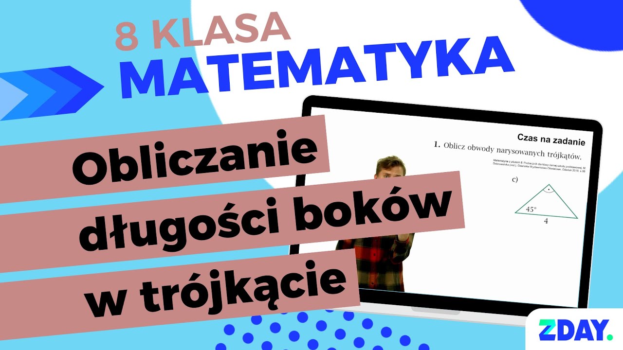 Obliczanie długości boków w trójkącie 90, 45, 45 | Matematyka 8 klasa