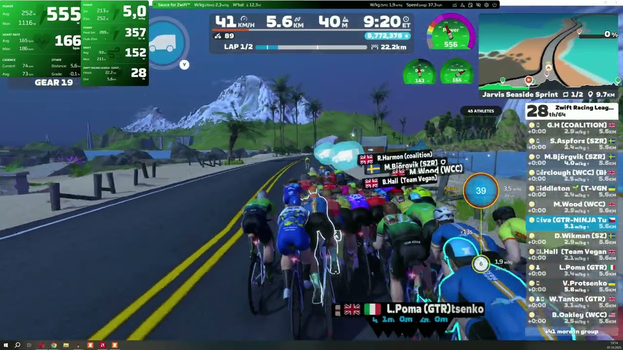 Zwift Racing League: Coast Clash - Open Lime Division 1 D cat....not a bad day today!!!