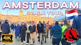 Amsterdam, Netherlands 🇳🇱 | Red light district | Canals | Walk Tour | Winter 2022 | 4K 60fps