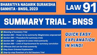 Summary Trials | Chapter 22, Sections 283-288 BNSS 2023 | Judiciary UGC NET LLB | LAW91