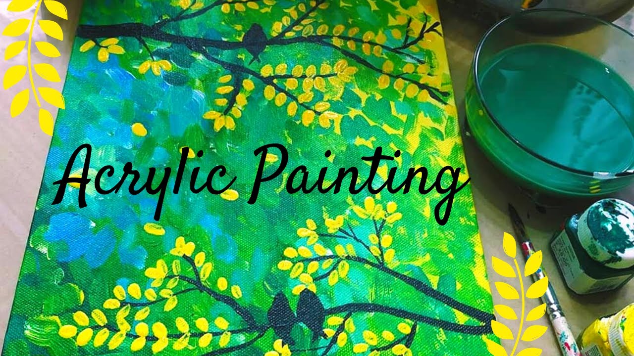 Green Foliage/Acrylic Painting in less than 15 minutes..