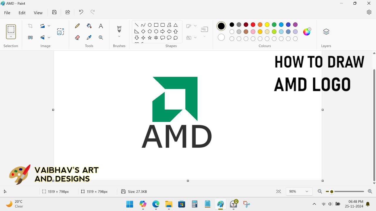 How to Draw AMD Logo in MS Paint | Vaibhav's Art & Designs - YouTube
