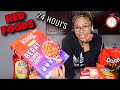 I Only Ate RED Food For 24 Hours Challenge! | TayPancakes