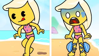 Jess and the Jellyfish! | Beach Day Gone Wrong | emojitown #SHORTS