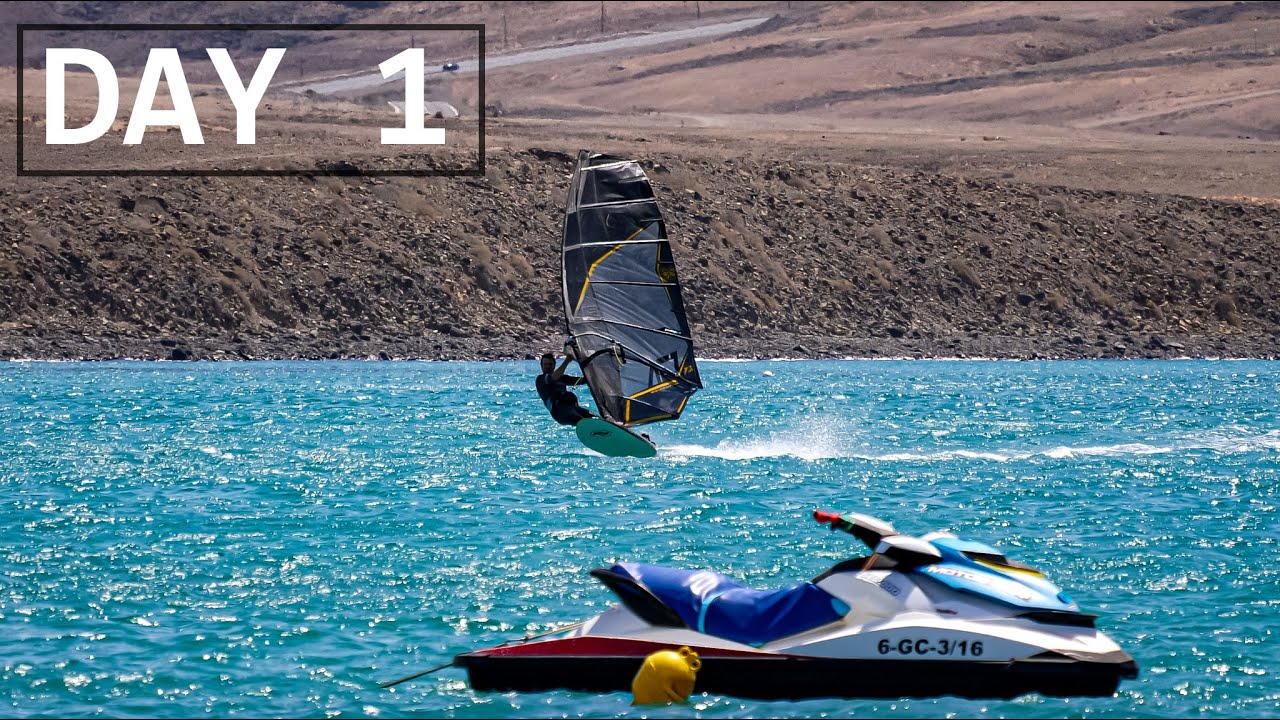 First time windsurfing on Fuerteventura
