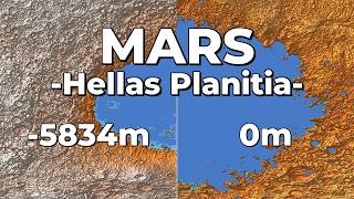 Mars Drained - Hellas Planitia🪐(4K) #geography #mars #space #oceanfloor #map