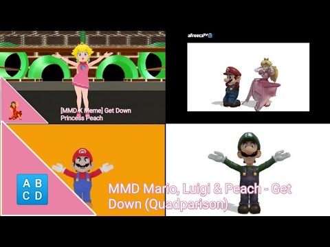 MMD Mario Luigi Peach Get Down Quadparison 