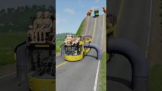 Mixed Colours Capsule Buses vs Low Pipes - BeamNG.Drive #beamngdrive #shorts #trending #usa #crash screenshot 5