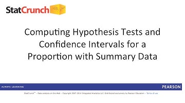StatCrunch: Hypothesis Tests and Confidence Intervals for a Proportion with Summary Data