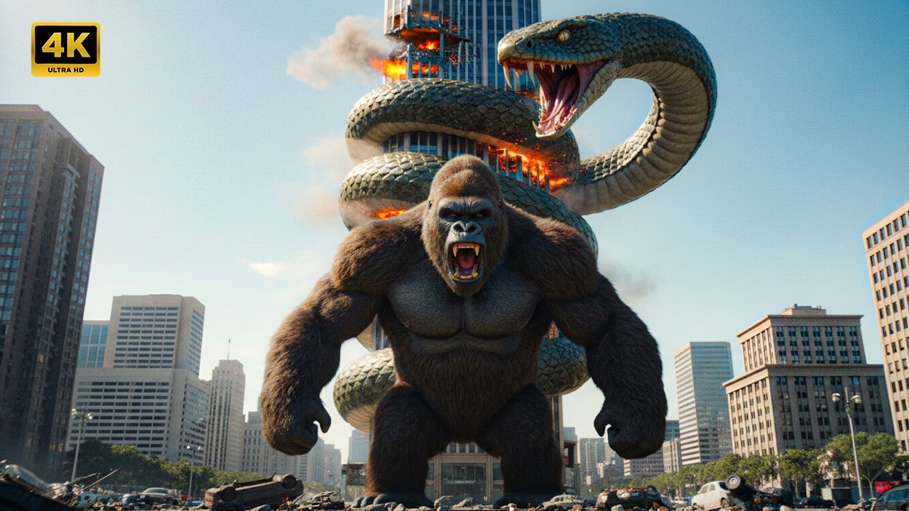 Kong vs Giant Snake in the City | Epic Daytime Monster Battle (Cinematic 4K)