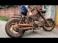 Restauration harley davidson construite  moto poussireuse restaure