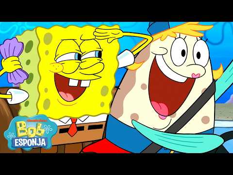 Bob Esponja | 1 Hora de Bob Esponja Saliendo de Fondo de Bikini 🚌 | Bob Esponja em Português