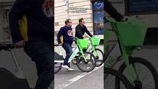 Harry Styles and James Corden riding bikes in London today - September 13