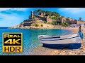 Stunning Mediterranean Beach in 4K HDR 🌅 Tossa de Mar Spain, Ocean Wave Sounds & Relaxing Music TV