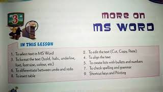 Class 4th | Computer | Chapter- More on MS word (Part 1)