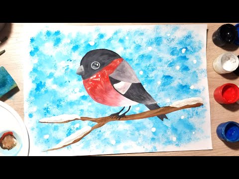 Снегирь. Пошаговый рисунок. Мастер-класс для начинающих