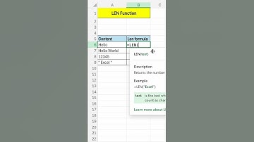 Len Function Excel | Count Characters In Excel #len #exceltips #excel #learn #counting #character