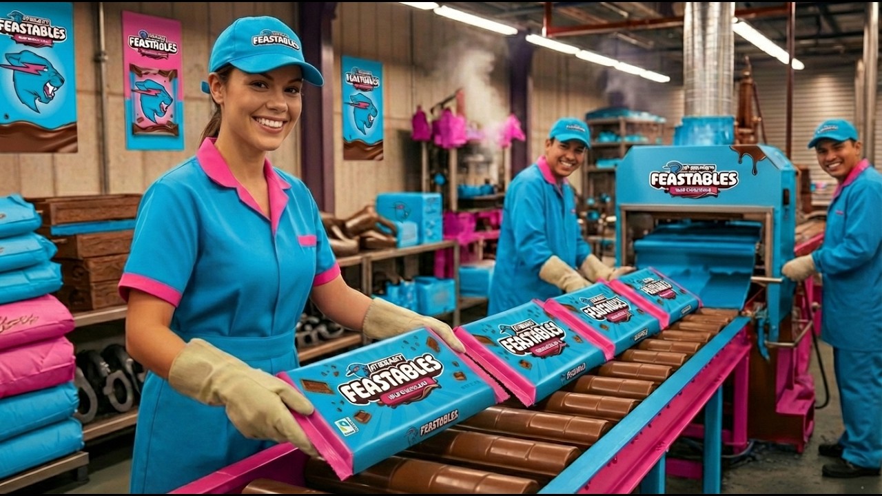 How is Feastables Milk Chocolate Produced? Factory Inside Footage via FPV Drone | Full Process