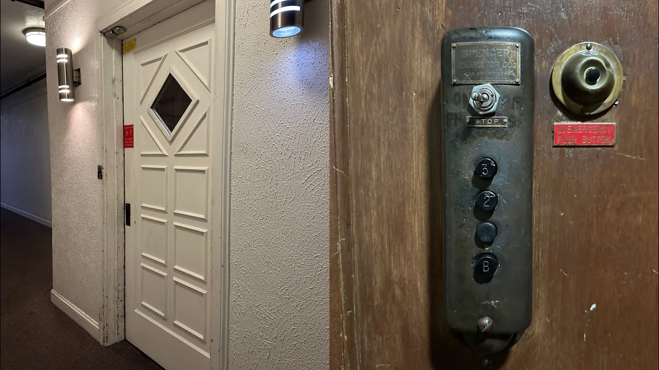 Antique Gated Spencer Traction elevator @ 2644 Dwight Way - Berkeley, CA